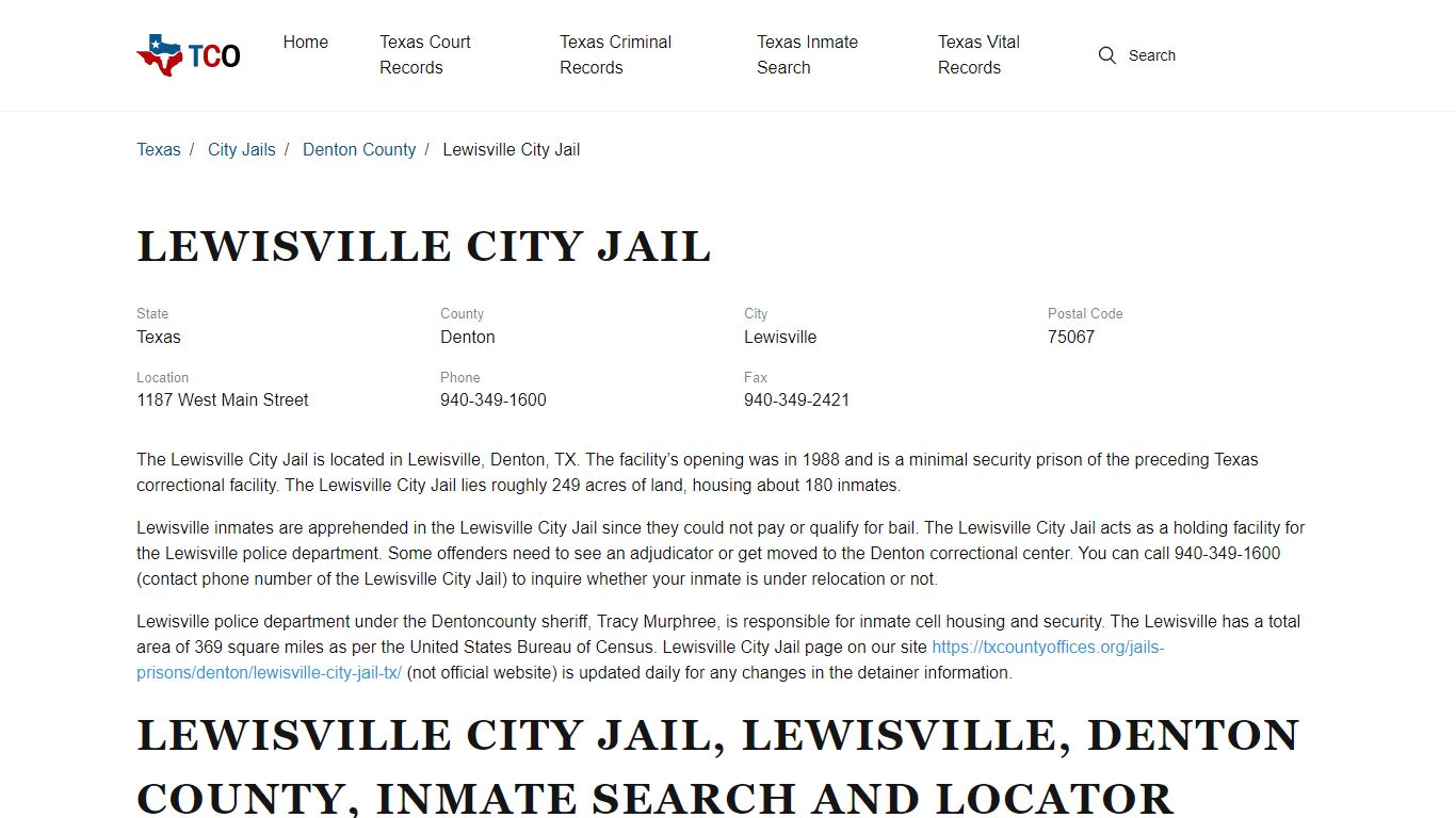 Lewisville City Jail in Lewisville, TX - Contact Information and Public ...